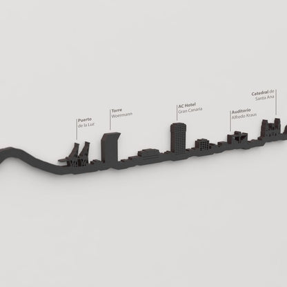 Skyline Las Palmas de Gran Canaria – detalle del Puerto de la Luz en madera negra.