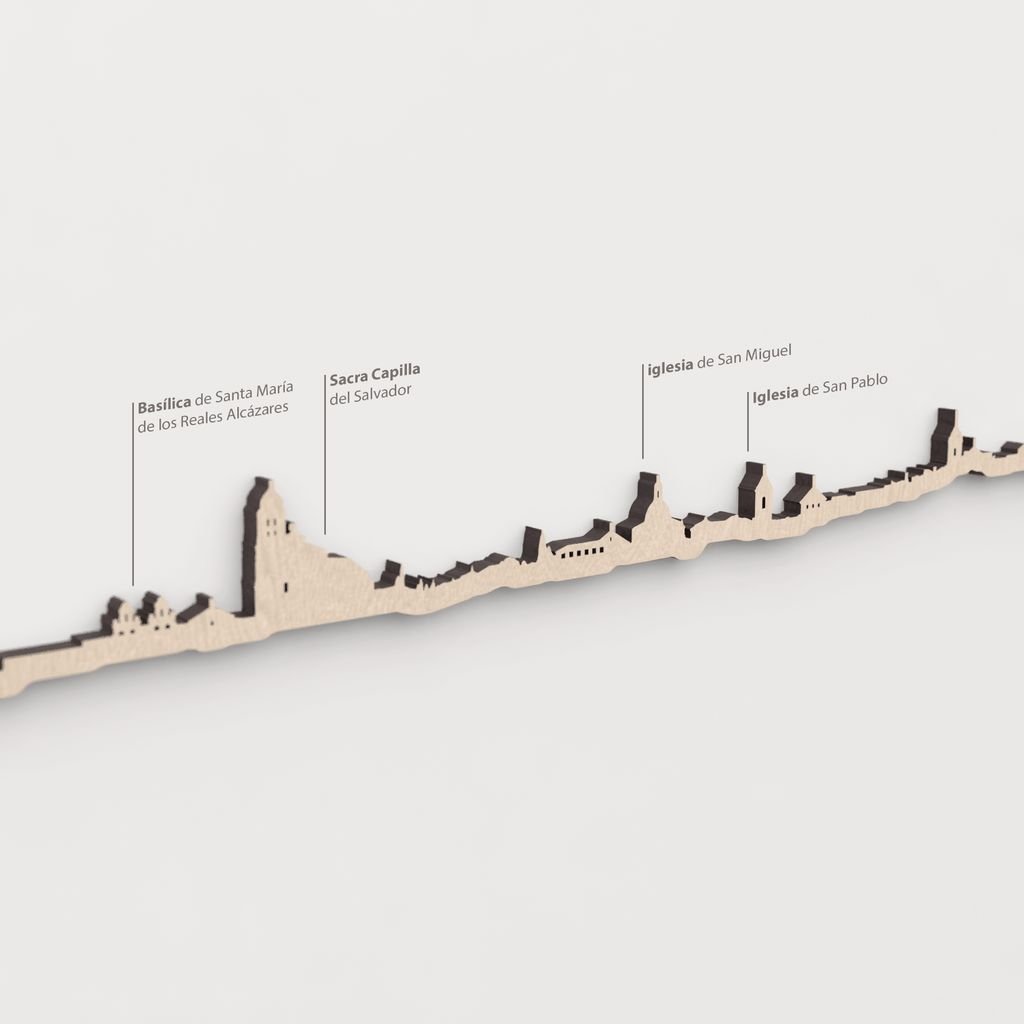 Primer plano de la Sacra Capilla del Salvador en la silueta de madera de Úbeda.