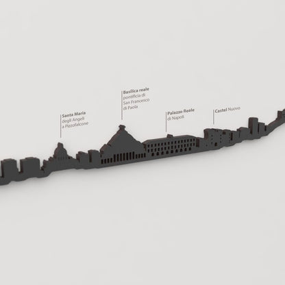 Skyline Nápoles – detalle de Santa Maria degli Angeli a Pizzofalcone en madera negra.