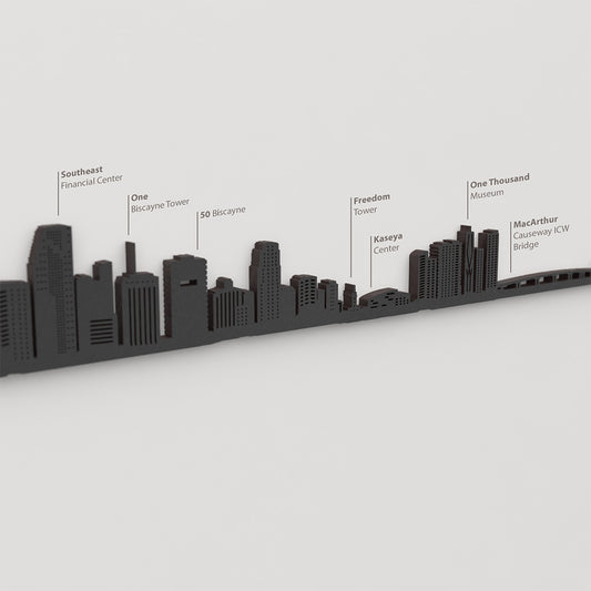 Skyline Miami – detalle de Southeast Financial Center en madera negra.