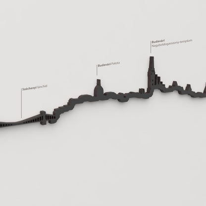 Skyline Budapest – detalle del Széchenyi lánchíd en madera negra.
