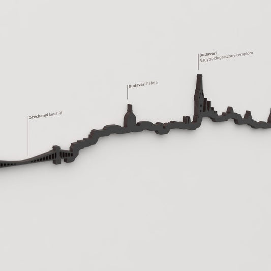 Skyline Budapest – detalle del Széchenyi lánchíd en madera negra.