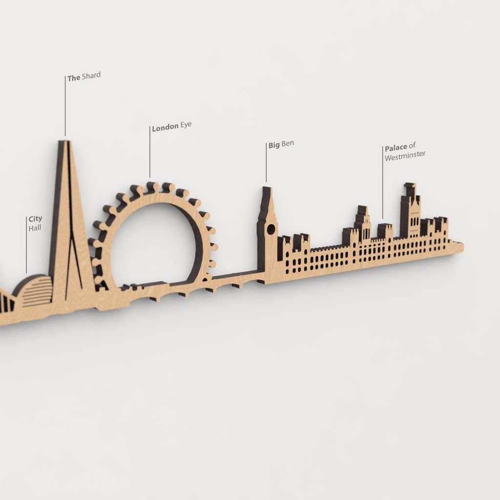 Vista detallada de The Shard en el skyline de Londres color marrón.