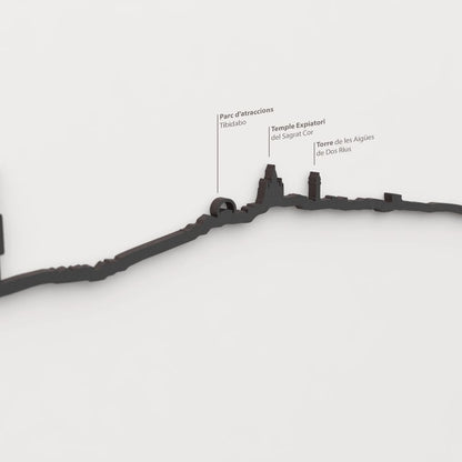 Skyline Barcelona Collserola – detalle del Parc d’atraccions Tibidabo en madera negra.