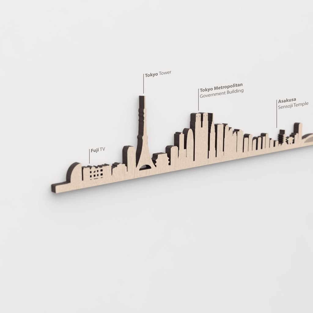 Primer plano del Tokyo Metropolitan Government Building en la silueta de madera de Tokio.