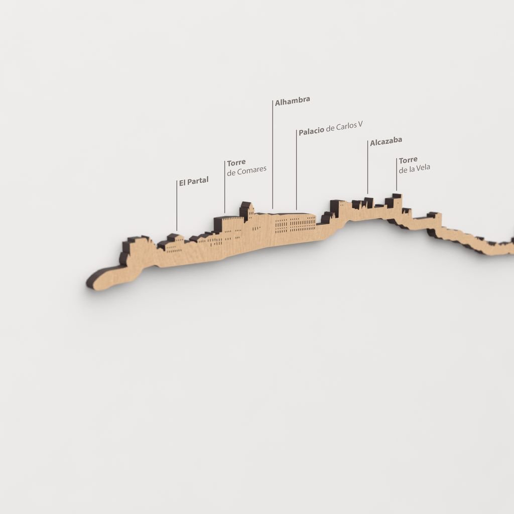 Vista detallada de la Torre de la Vela en el skyline de Granada color marrón.