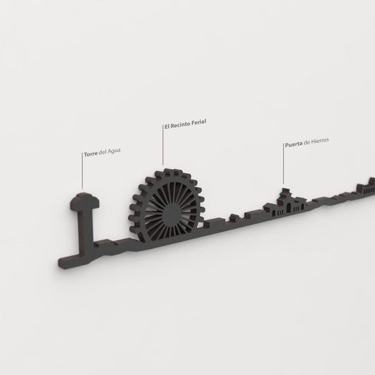 Skyline Albacete – detalle de la Torre del Agua en madera negra.