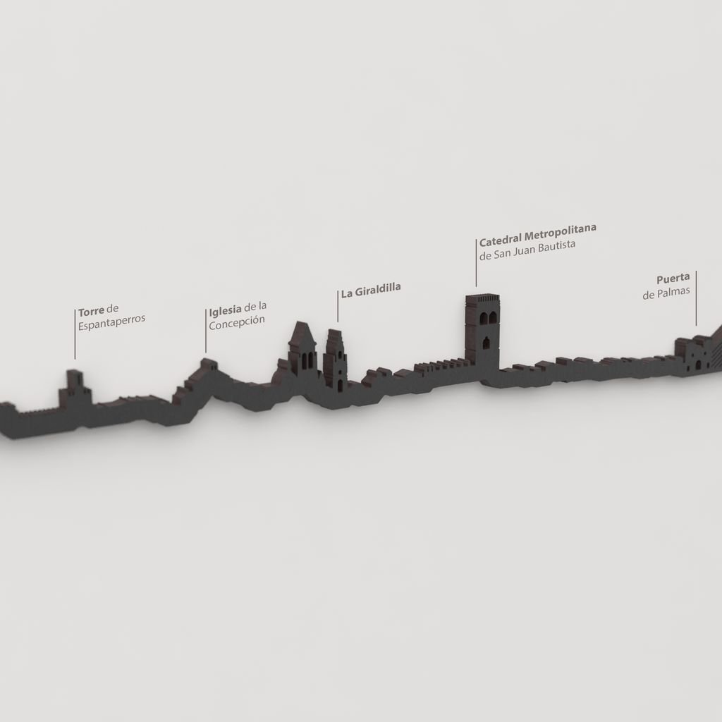 Skyline Badajoz – detalle de la Torre de Espantaperros en madera negra.