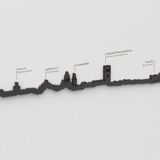 Skyline Badajoz – detalle de la Torre de Espantaperros en madera negra.