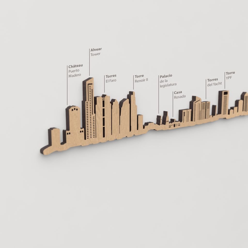 Vista detallada de la Torre Renoir II en el skyline de Buenos Aires color marrón.