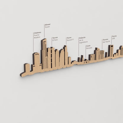 Vista detallada de la Torre Renoir II en el skyline de Buenos Aires color marrón.