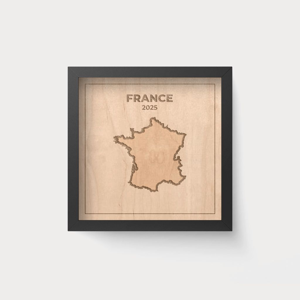 City Map Silueta Francia en Madera – Cuadro Personalizado 20x20