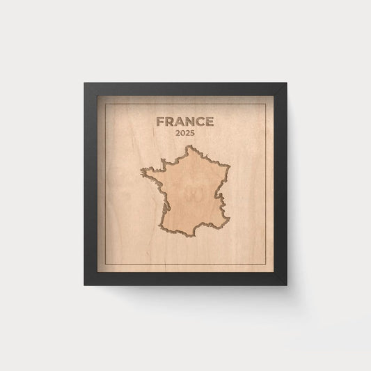 City Map Silueta Francia en Madera – Cuadro Personalizado 20x20