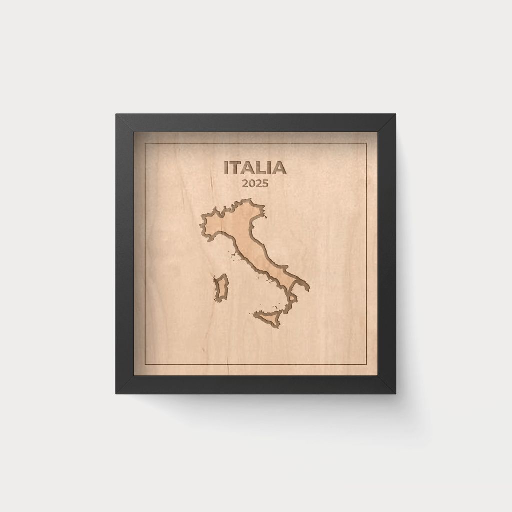 City Map Silueta Italia en Madera – Cuadro Personalizado 20x20