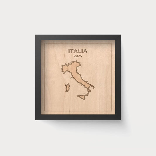 City Map Silueta Italia en Madera – Cuadro Personalizado 20x20