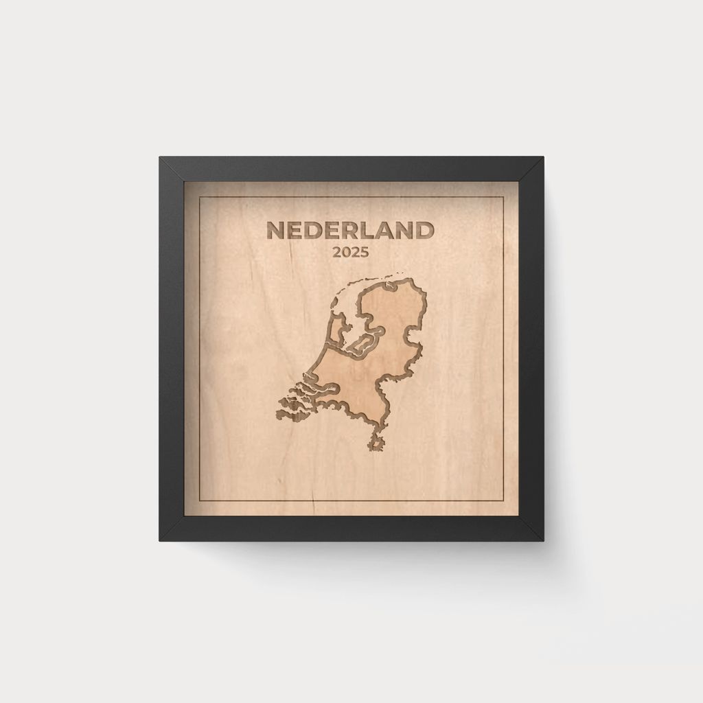 City Map Silueta Países Bajos en Madera – Cuadro Personalizado 20x20