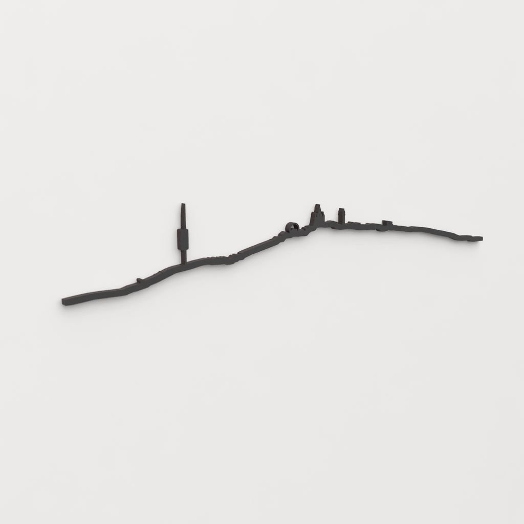 Perspectiva lateral del skyline Barcelona Collserola en madera negra.