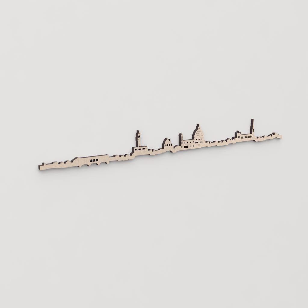 Regalo original con el skyline de Florencia tallado en madera para amantes del arte y la historia.