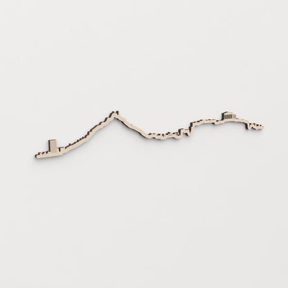 Idea de regalo original: la silueta del skyline de Athens en madera natural.