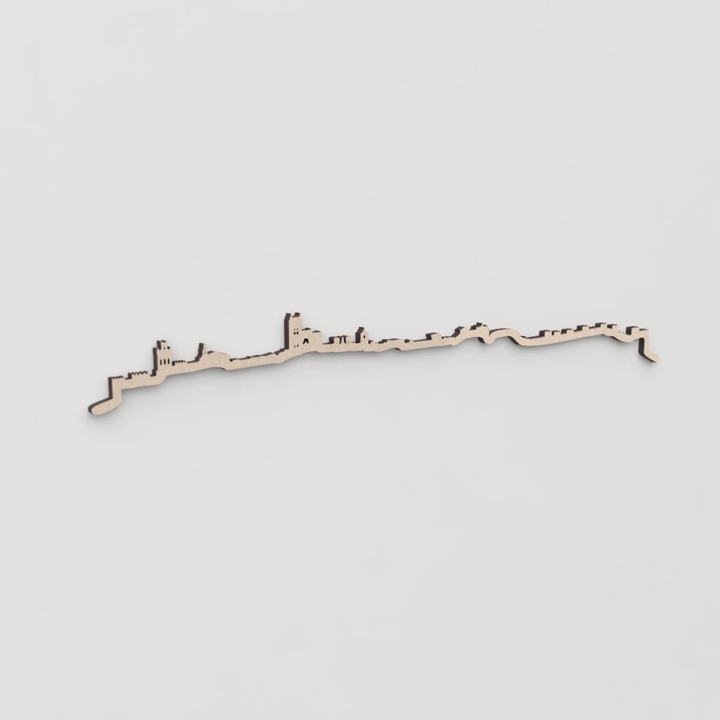 Regalo original: silueta skyline Ávila en madera natural.