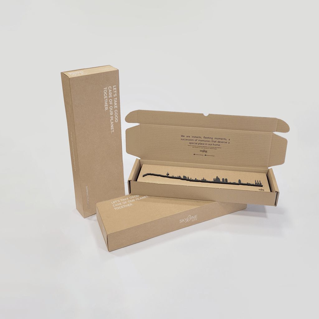 Idea de regalo original: la silueta del skyline de Barcelona en madera