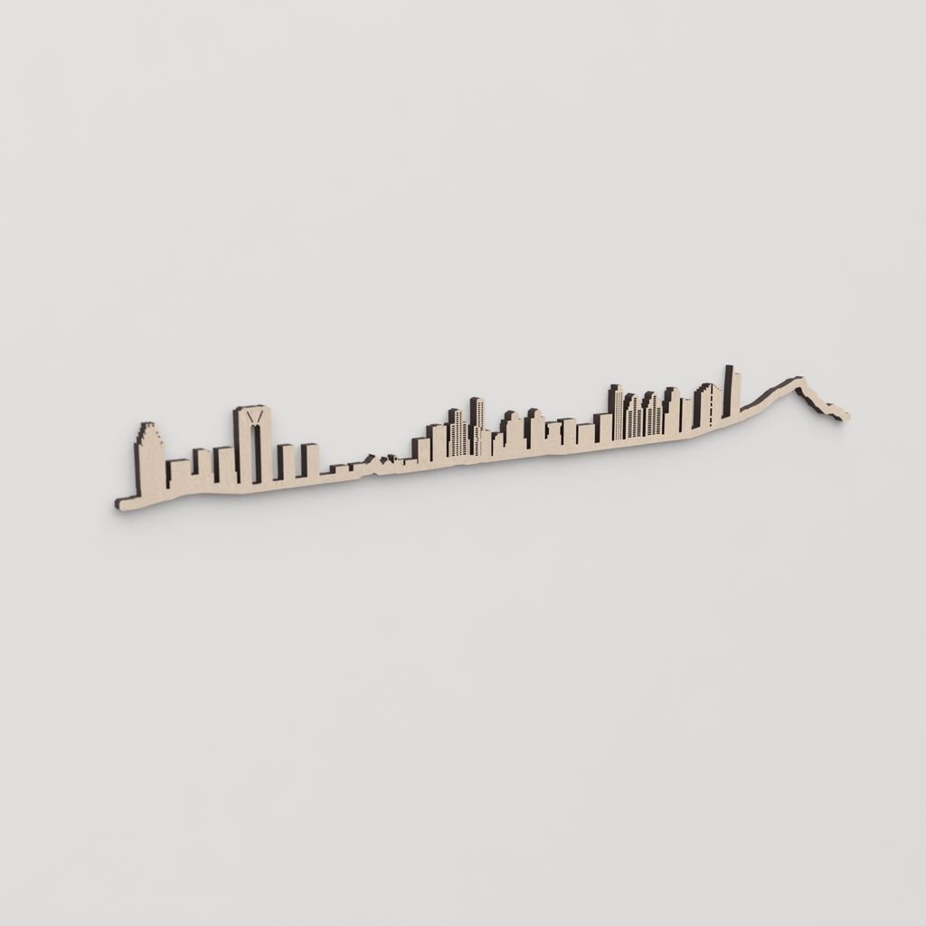 Regalo original: silueta skyline Benidorm en madera natural.