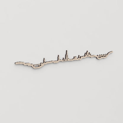 Idea de regalo original: la silueta del skyline de Berna en madera natural.