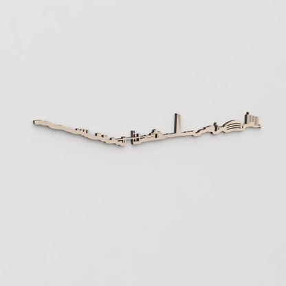 Idea de regalo original: la silueta del skyline de Bilbao en madera natural.