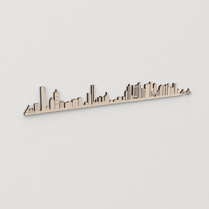 Regalo original: silueta skyline Boston en madera natural.