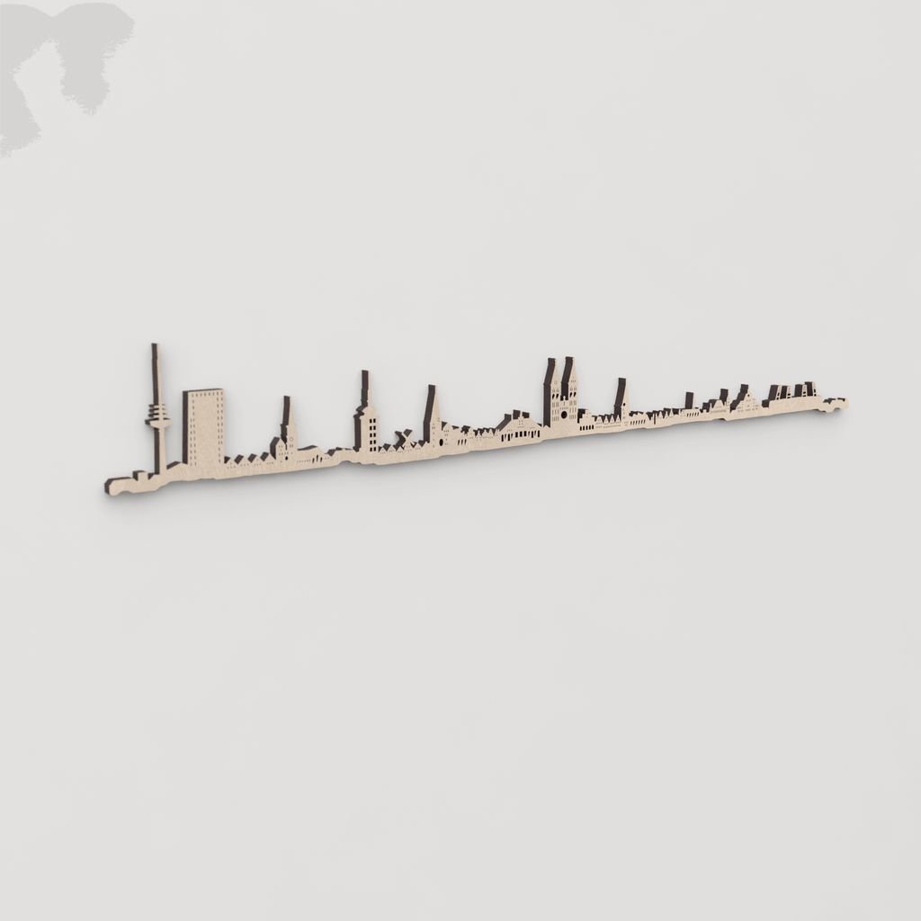 Idea de regalo original: la silueta del skyline de Bremen en madera natural.