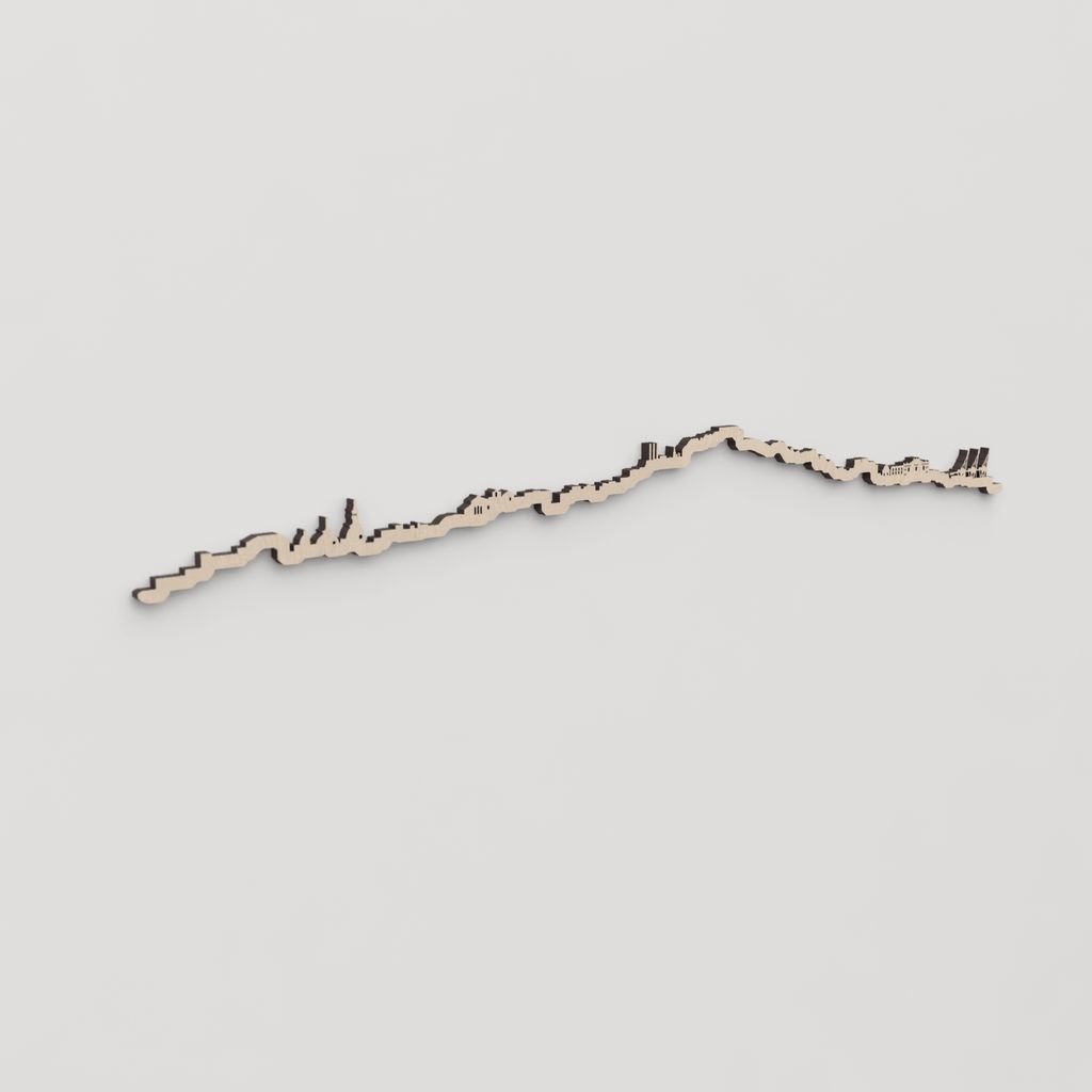 Regalo original: silueta skyline Cartagena en madera natural.