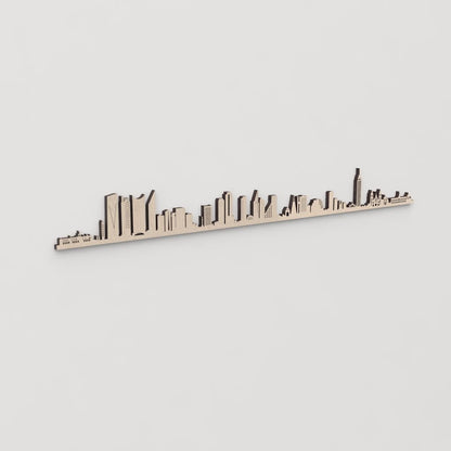 Idea de regalo original: la silueta del skyline de Ciudad de México en madera natural.