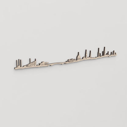 Regalo original: silueta skyline Copenhague en madera natural.