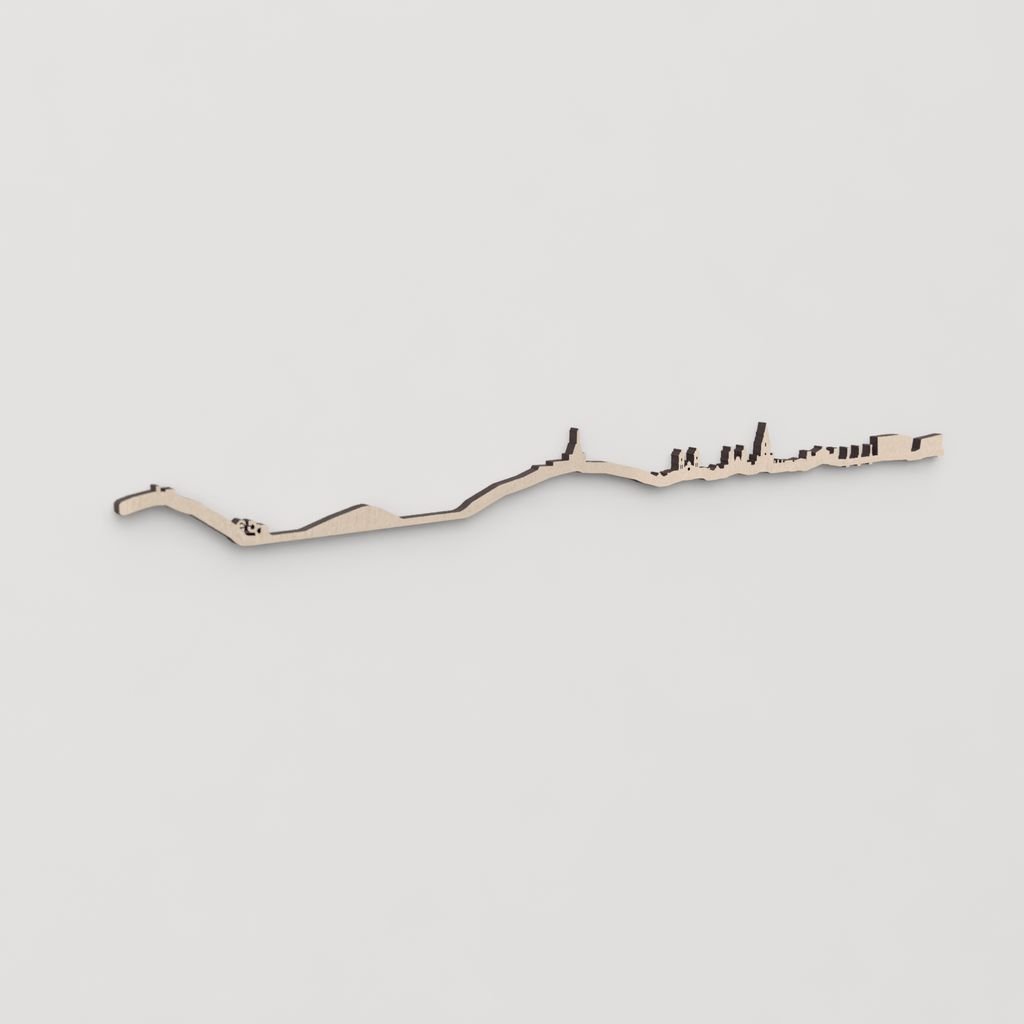 Idea de regalo original: skyline de Donostia tallado en madera decorativa.