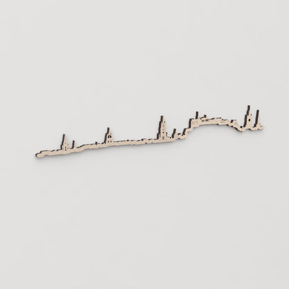 Regalo original: silueta skyline Edimburgo en madera natural.