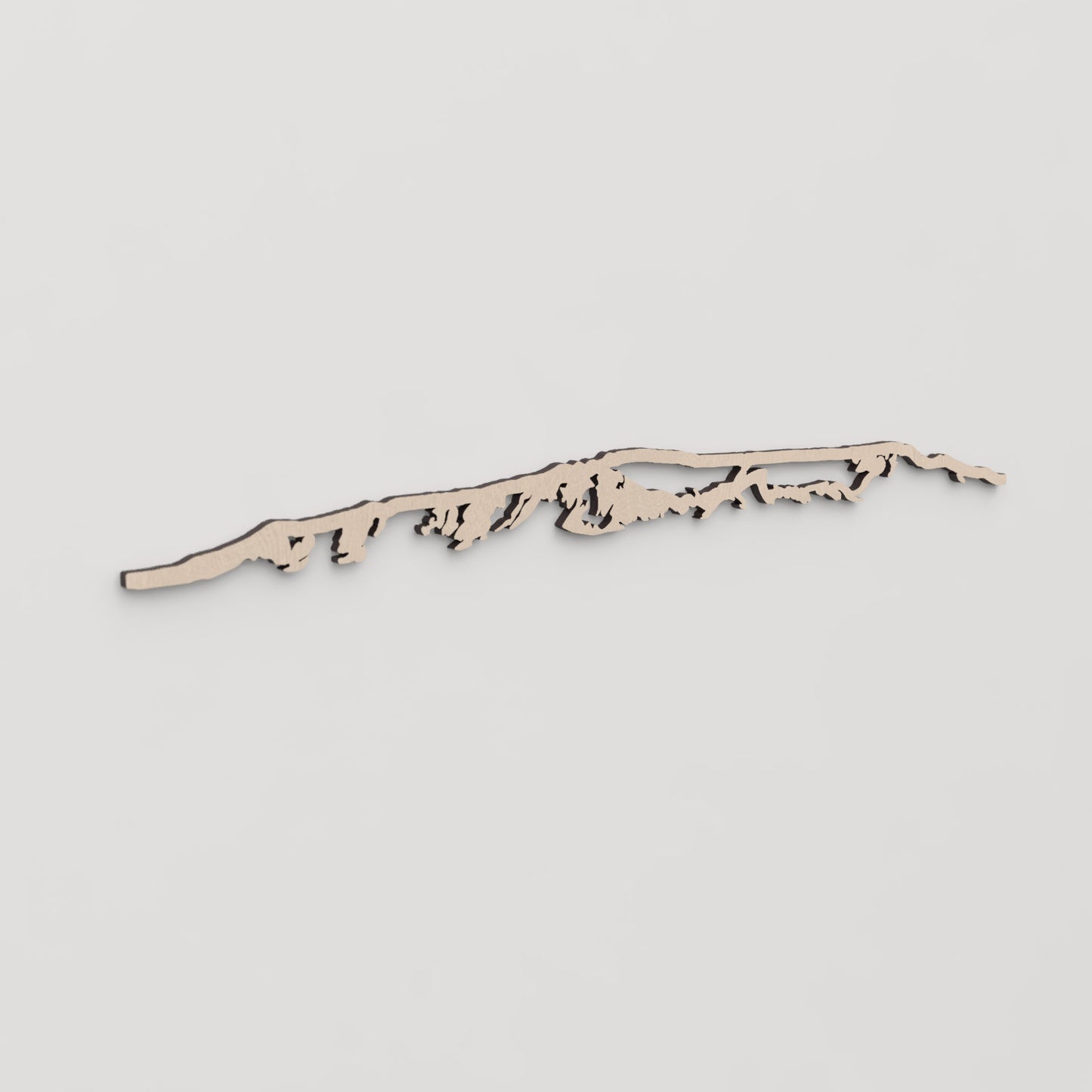 Regalo original: silueta skyline Esjan en madera natural.