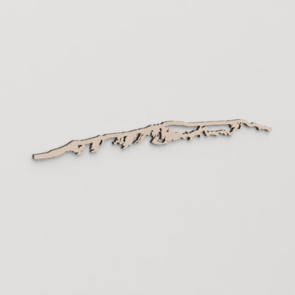 Regalo original: silueta skyline Esjan en madera natural.