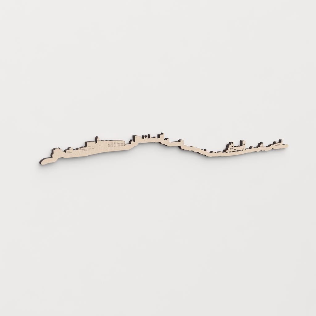 Idea de regalo original: la silueta del skyline de Granada en madera natural.