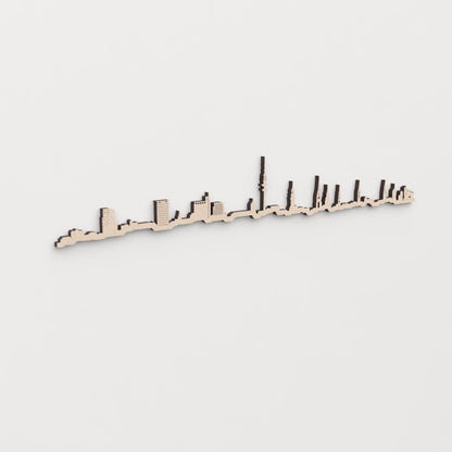 Idea de regalo original: la silueta del skyline de Hamburgo en madera natural.