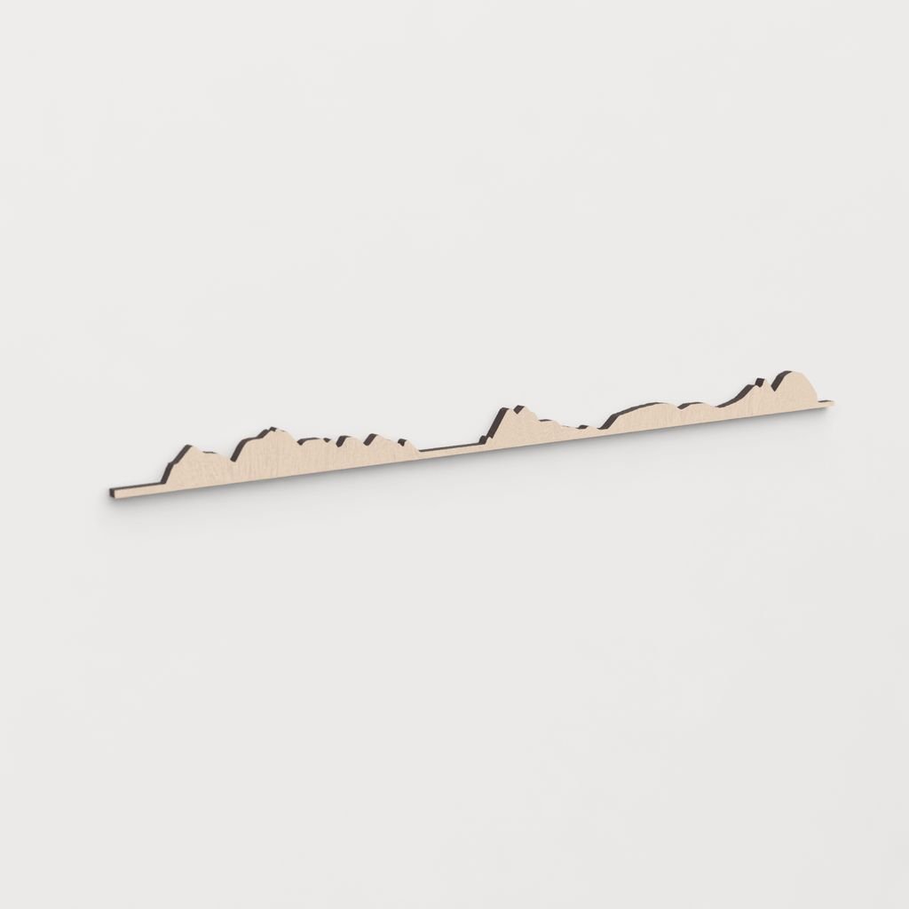 Regalo original: silueta skyline Islas Cíes en madera natural.