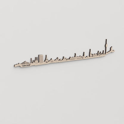 Regalo original: silueta skyline Karlsruhe en madera natural.