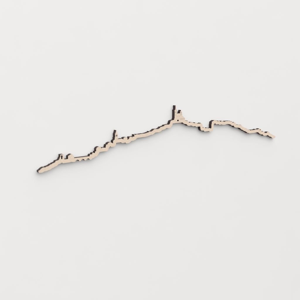 Regalo original: silueta skyline Marsella en madera natural.