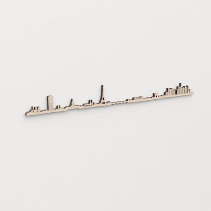 Regalo original: silueta skyline París en madera natural.