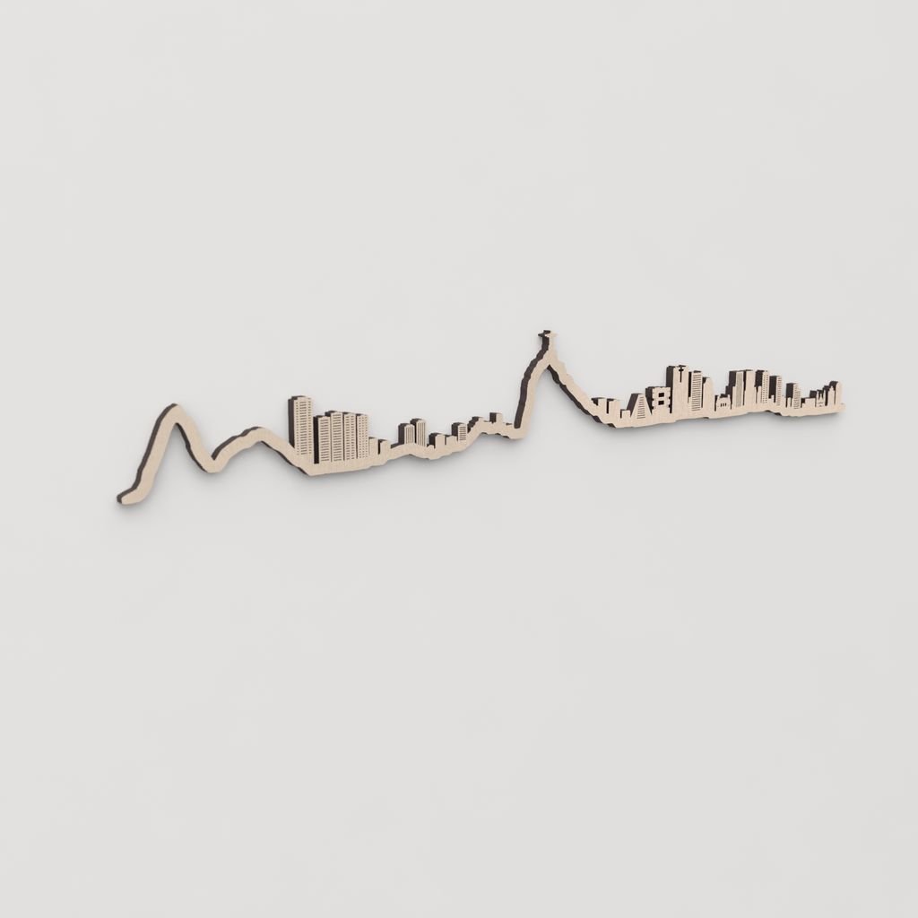 Regalo original: silueta skyline Río de Janeiro en madera natural.