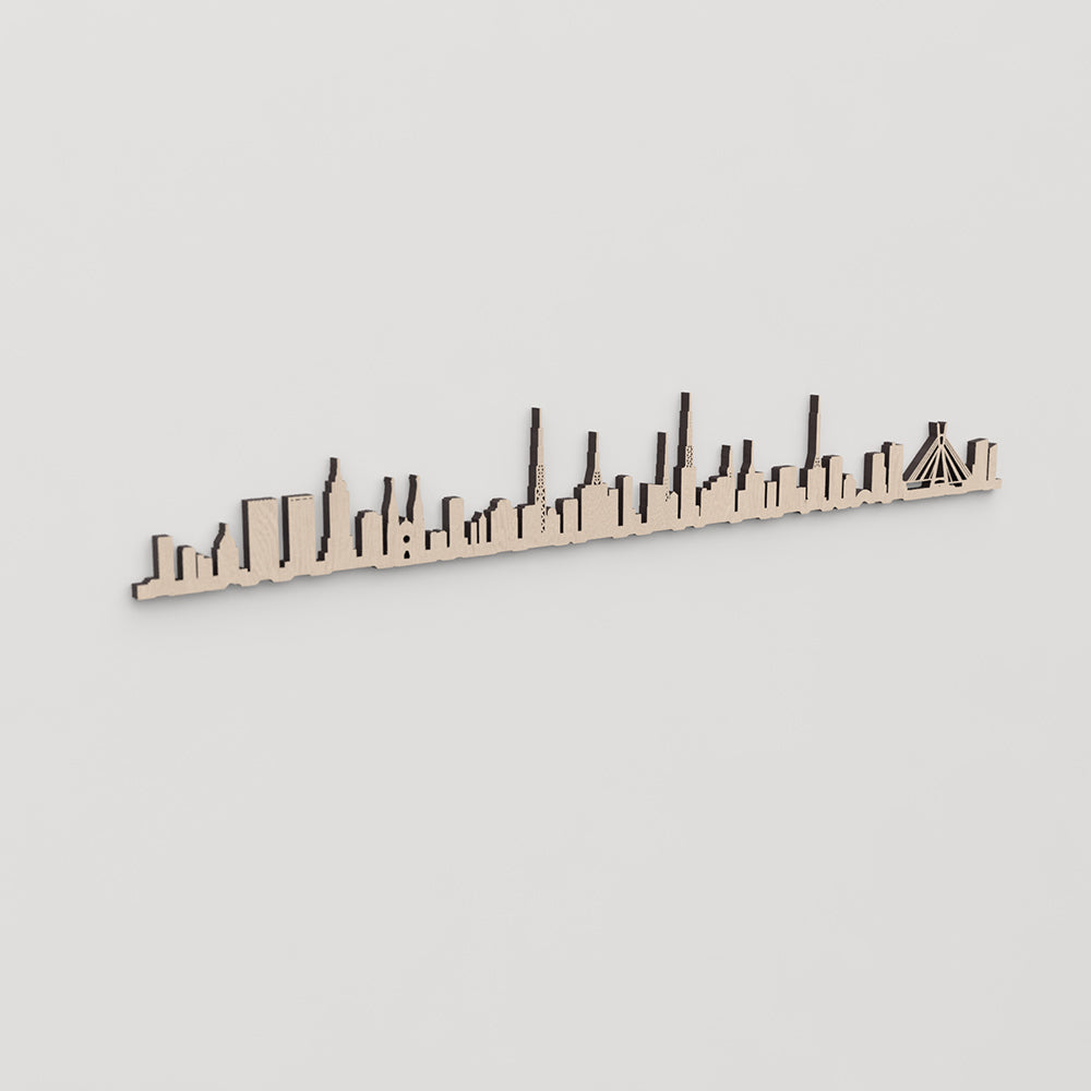 Regalo original: silueta skyline São Paulo en madera natural.