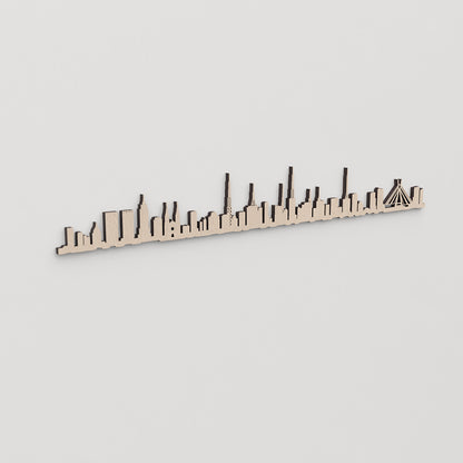 Regalo original: silueta skyline São Paulo en madera natural.