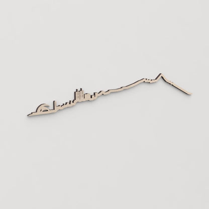 Idea de regalo original: la silueta del skyline de Tenerife en madera natural.
