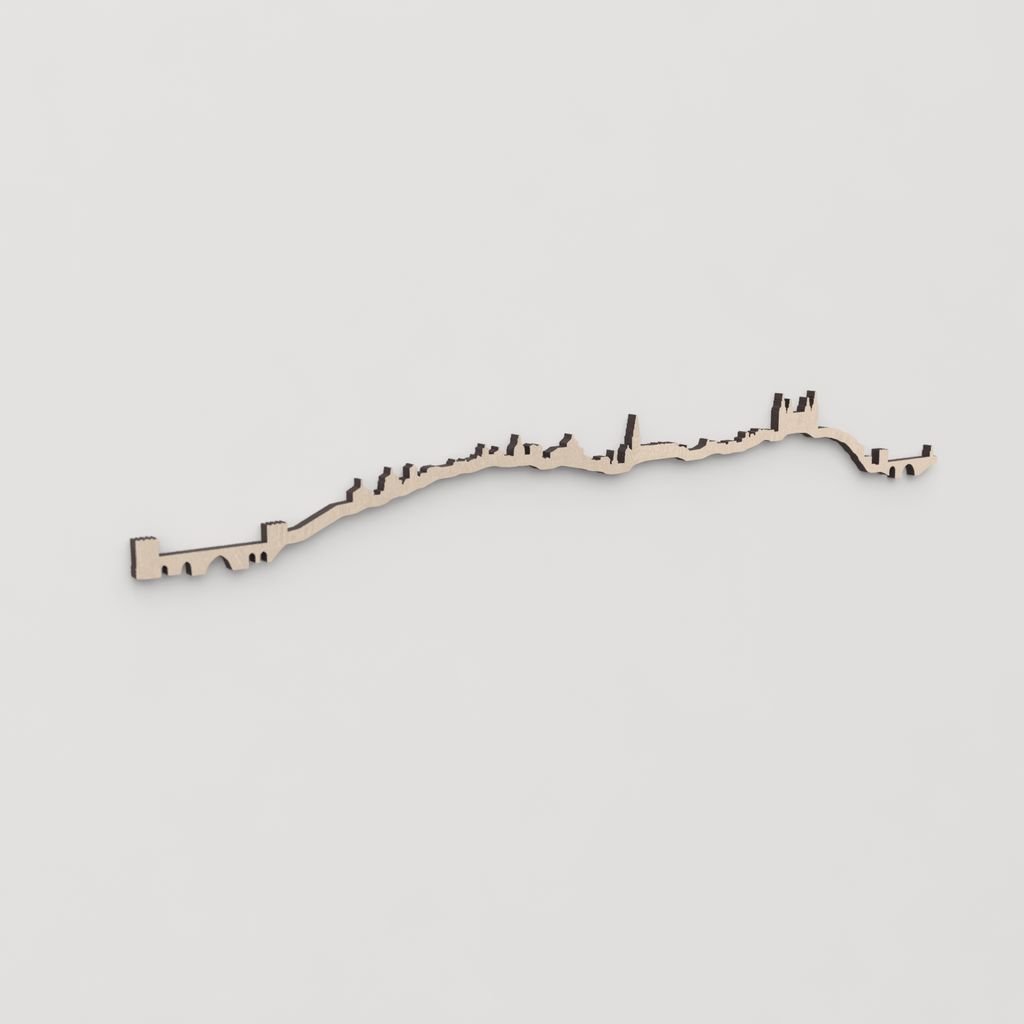 Regalo original: silueta skyline Toledo en madera natural.