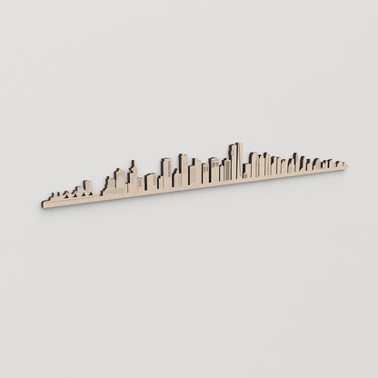 Regalo original: silueta skyline Vancouver en madera natural.