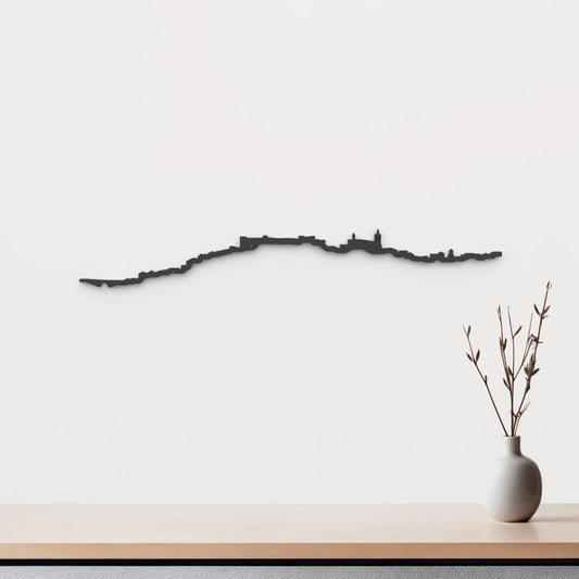 Silueta skyline de Aroche en madera de abedul color negro para decoración mural.